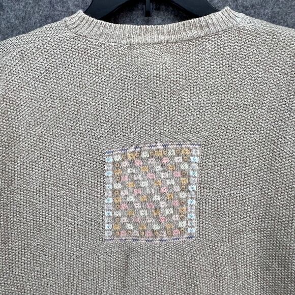Vintage Koret Cardigan Sweater M Beige Embroidered Grandma Cottage Phoebe Buffay - Picture 5 of 15